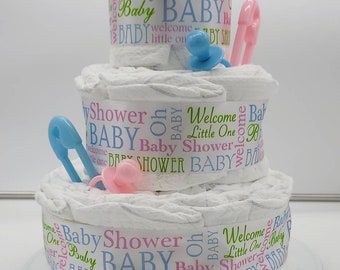 Baby Shower Diaper Cake, Diaper Cake, Baby Shower Centerpiece, Baby Gift, Gender Neutral Baby Gift, Baby