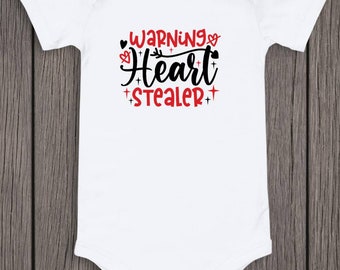 Warning Heart Stealer Baby Bodysuit, Heart Stealer Baby, Baby Gift, Valentine's Day Baby, Warning Heart Stealer Bodysuit