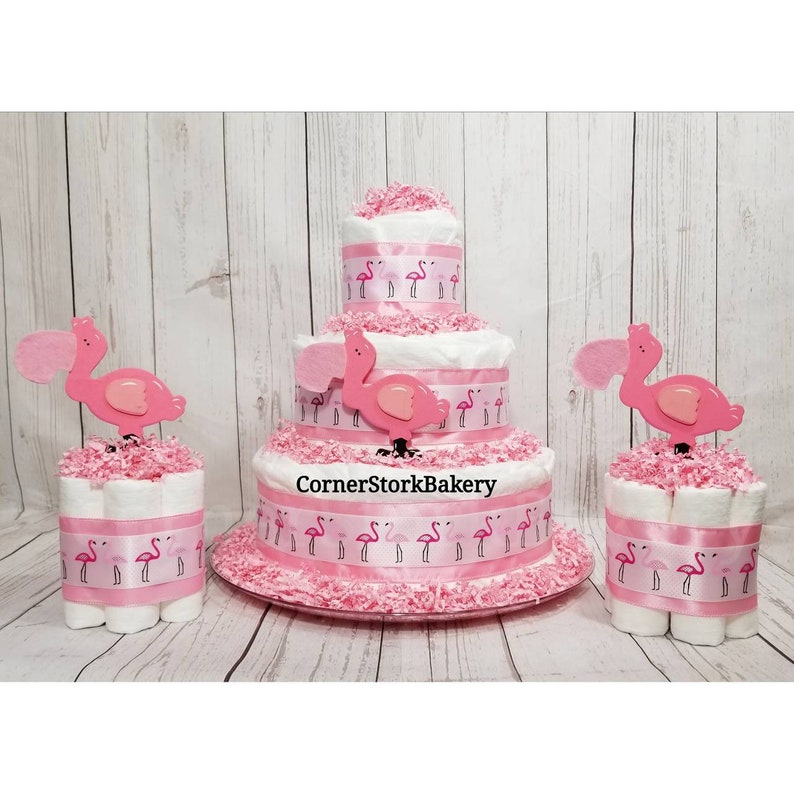flamingo diaper cake