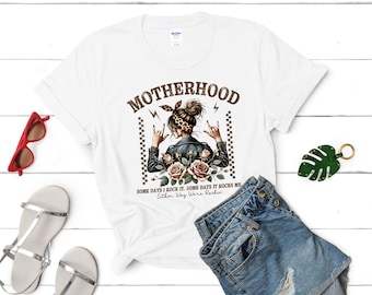 Motherhood Rocking It T-Shirt, Rock It or Rocks Me Mama Graphic Tee