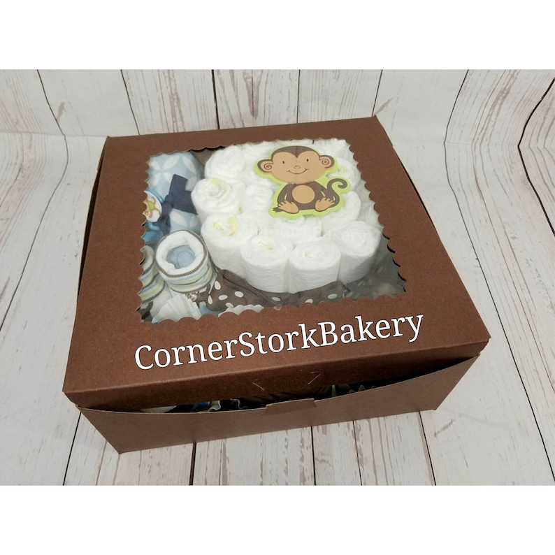 Monkey Baby Shower Gift Monkey Baby Gift Monkey Gift Boys Baby Gift Boys Baby Cupcakes Gift Monkey Diaper Cake wCupcakes Baby Gift