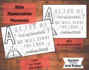 Printable Placemats, Bible Memorization, Memory Verse Coloring Pages, Bible Placemat, Discipleship for Kids, Printable Coloring Pages