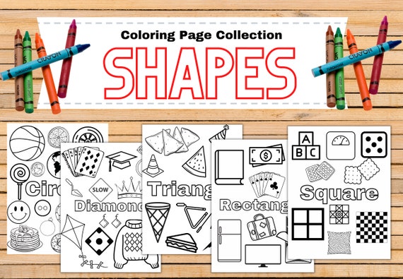 5 Printable Shape Coloring Page,Coloring Book, Kindergarten, Preschool, Educational Page, Preschool Learning Activity,