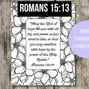 Romans 15:13 Printable Coloring Page, Coloring Pages for Adults, Memory ...