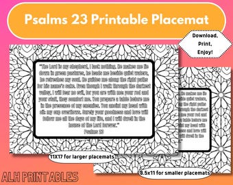 Psalms 23 Printable Placemat: Kids & Adults Coloring Page (Digital Download)