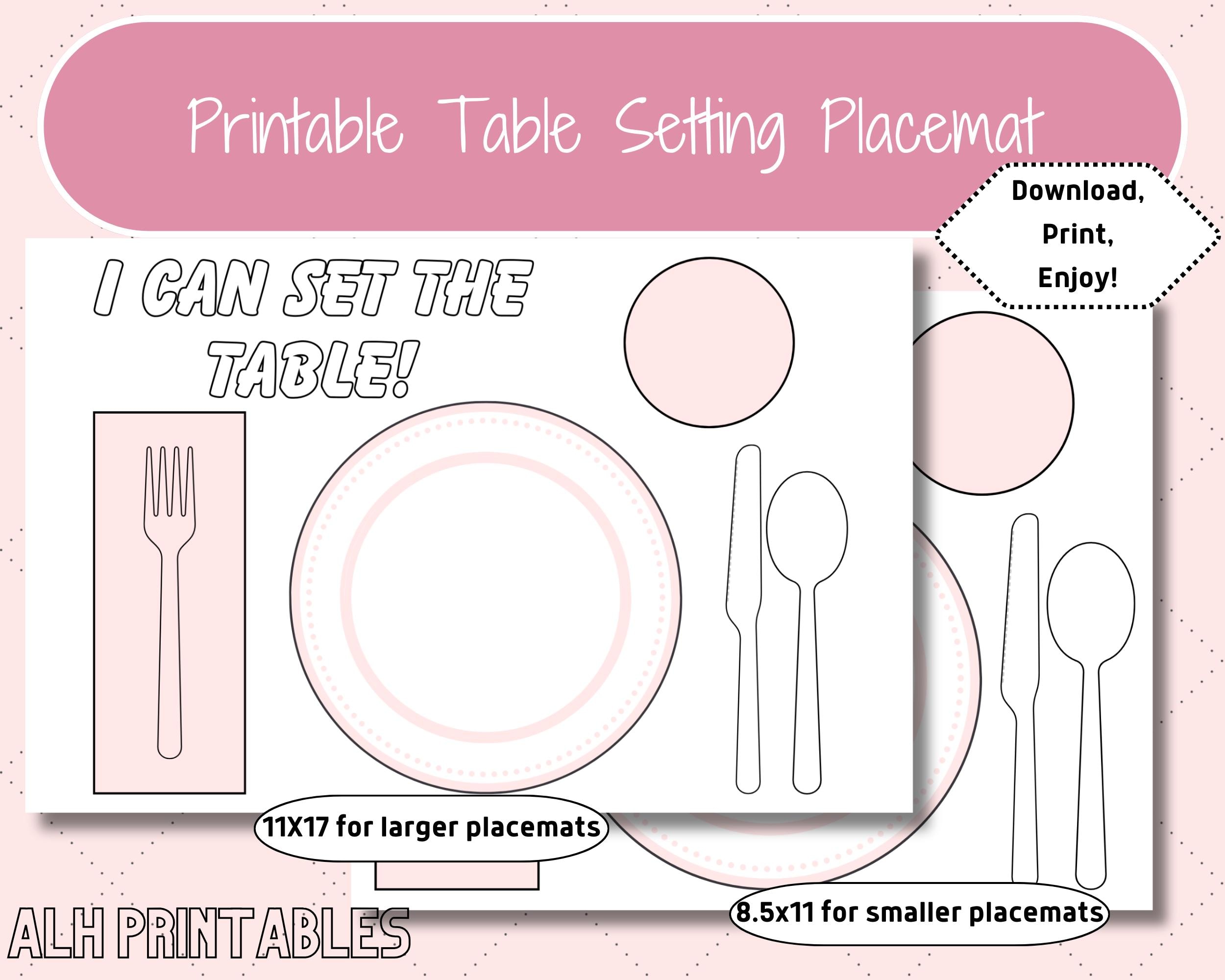 Printable Table Setting, Simple Placemat, Teach Your Kids to Set the Table, Montessori Place ...