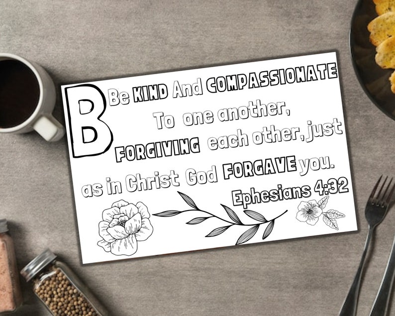 Printable Placemat, Bible Memorization, Memory Verse, Bible Coloring