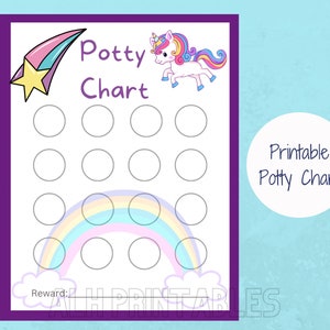 Unicorn Potty Chart Printable Potty Training Chart for Kids Rainbow Toddler Sticker Chart Printable Charts for Kids Reward and Incentive
