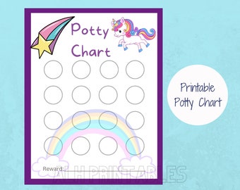 Unicorn Potty Training Chart | Rainbow Sticker Reward (PNG)