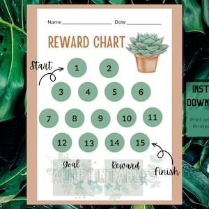 Succulent Reward Chart: Plant Theme, Habit Tracker (PNG)