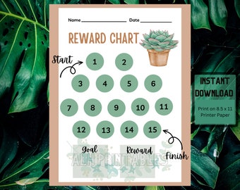 Tableau des récompenses des plantes succulentes : thème végétal, suivi des habitudes (PNG)
