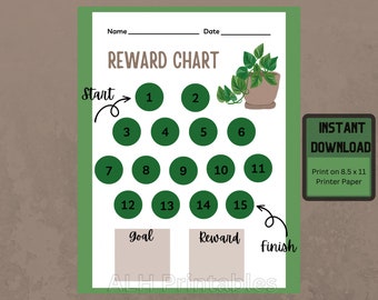 Tableau des récompenses pour adultes sur le thème des plantes : suivi des habitudes (téléchargement numérique PNG)