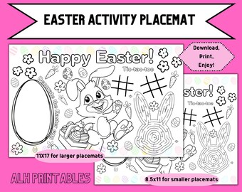 Printable Easter Placemat, Easter Table Setting, Easter Coloring Pages, Printable Placemat for Kids, Meal Time Activity, Easter Printable