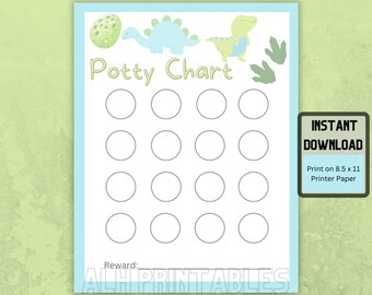 Dinosaur Potty Chart, Printable Potty Training Reward Chart for Kids ...