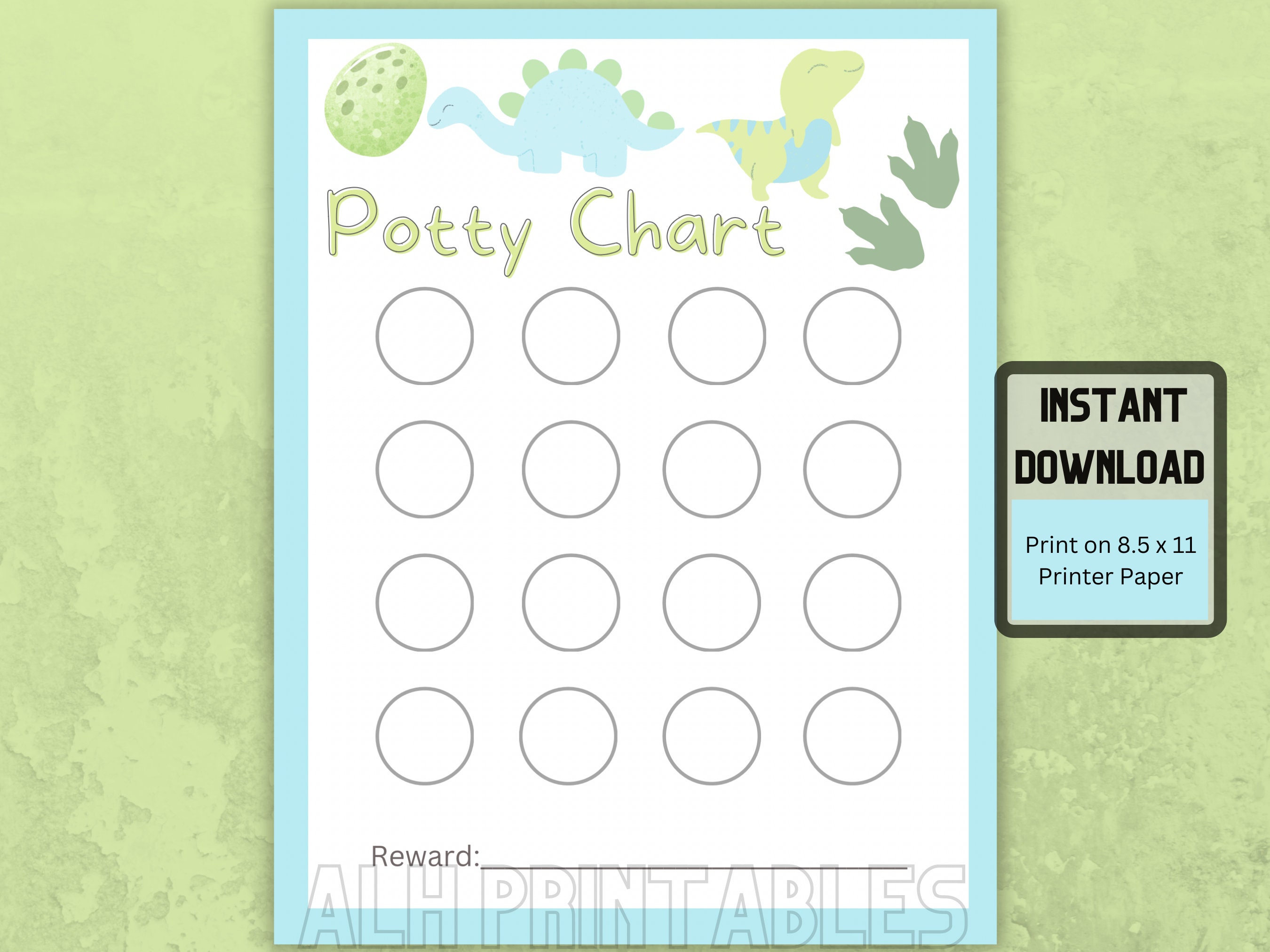 Dinosaur Potty Chart, Printable Potty Training Reward Chart for Kids ...