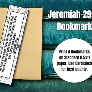 Printable Jeremiah 29:11 Bookmark, Coloring Page Bookmark for Kids and Adults, Coloring Book Mark Printable, Bible Verse Book Tracker