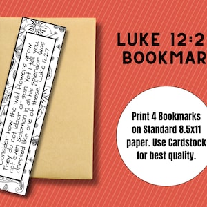 Printable Luke 12:27 Bookmark, Coloring Page Bookmark for Kids and Adults, Coloring Book Mark Printable, Bible Verse Book Tracker
