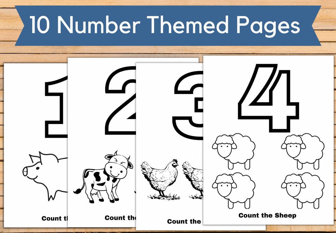 Number Coloring Pages: Toddler Preschool Printable Worksheets (PNG) - Etsy