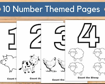 Number Coloring Pages: Toddler Preschool Printable Worksheets (PNG)