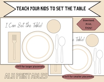 Printable Table Setting, Simple Placemat, Teach Your Kids to Set the ...
