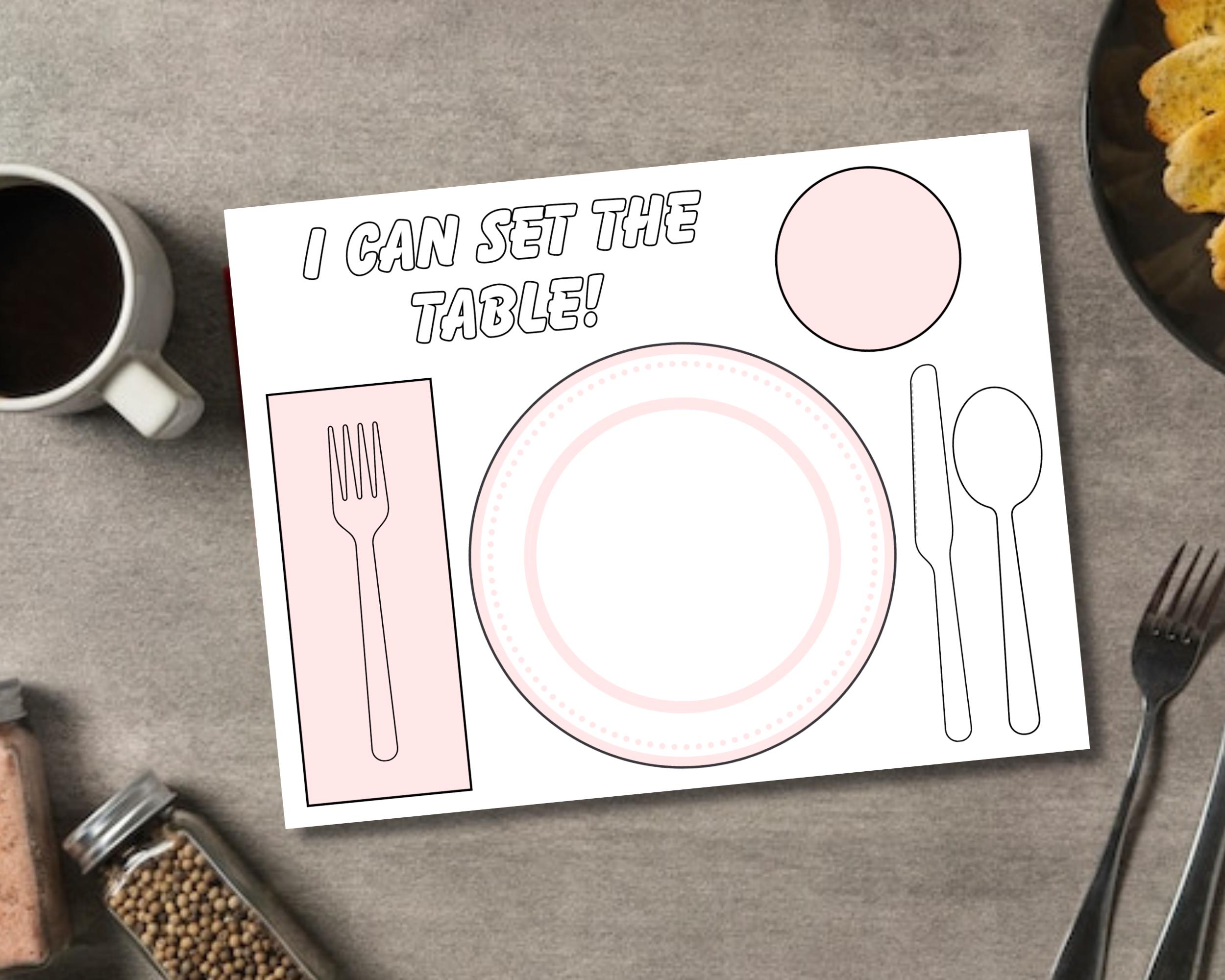 Printable Table Setting, Simple Placemat, Teach Your Kids to Set the Table, Montessori Place ...