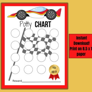 Race Car Potty Training Chart: Sticker Reward System (PNG)