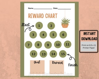 Tableau des récompenses pour adultes sur le thème des plantes : suivi des habitudes (PNG)