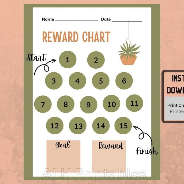 Adult Reward Chart, Reward Chart for Adults, Plant Sticker Chart, Plant Themed Behavior Chart, Plant Habit Tracker, Adult Routine Chart
