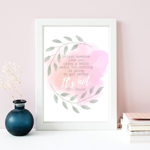 Dr. Seuss Wandkunst, Kinder-Schlafzimmerdekor, Kinderzimmer-Wanddruck, Dr. Seuss-Zitat, Inspiration Zitate, Stand heraus, Dr. Seuss Bücher, Wand-Dekor