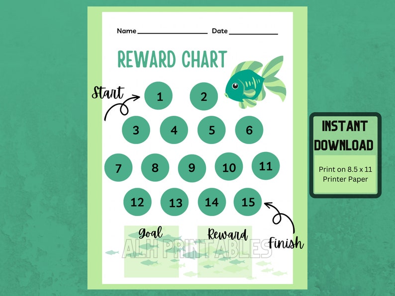 Reward Chart With Fish Fish Reward Chart Fish Themed Sticker Etsy