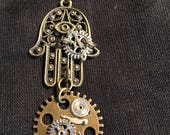 Steampunk Hamsa Hand Pendant