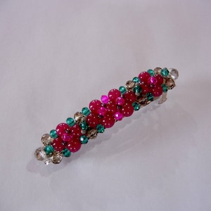 Wild Roses Beaded Barrette made with semi precious stone. image 1