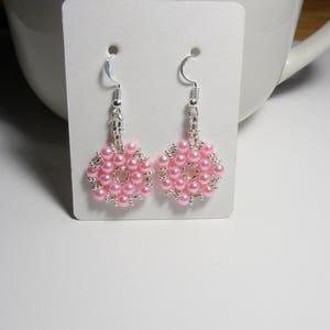 Snowflake Pearl and Sterling Silver Beaded Earrings, Light Pink  and other Colours Available.