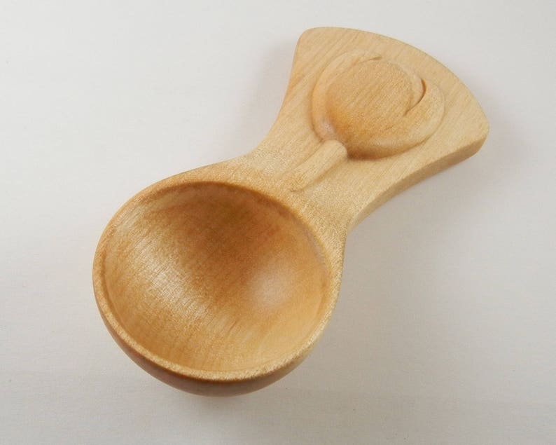 coffee scoop tulip carving wooden spoon one table spoon