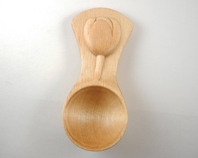 coffee scoop tulip carving wooden spoon one table spoon