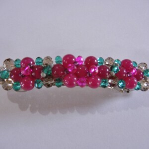 Wild Roses Beaded Barrette made with semi precious stone. image 2