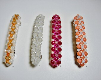 Large Sized Beaded Barrettes,  made with Gem Stones, Crystals and Glass.