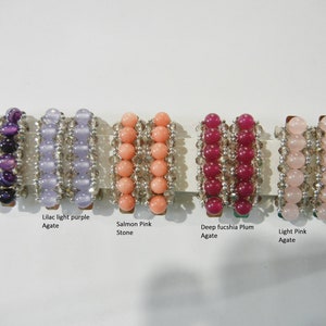 Small Pairs of Gem Stone Beaded Barrettes with crystals.