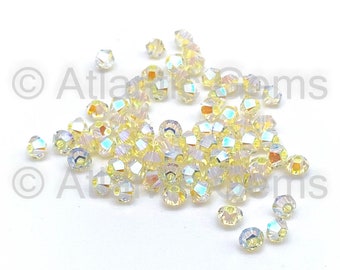 Czech Vintage Jonquil AB 8mm Glass Bicone Beads