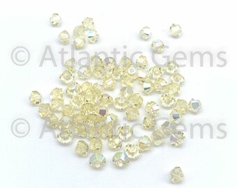 Czech Vintage Jonquil AB 8mm Glass Bicone Beads