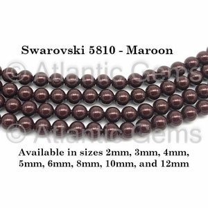 Maroon Swarovski 5810 Crystal Round Pearls - 5mm (100 pieces)