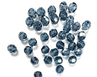 Denim Blue 6mm Swarovski 5000 Round Beads  - 36pcs