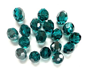 Blue Zircon Satin 8mm Swarovski 5000 Round Beads - 18 pcs
