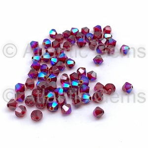 Light Siam AB Satin 6mm Swarovski 5328 Bicone  - 72pcs