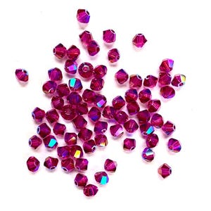 Fuchsia Shimmer 2X 3mm EuroCrystal 5328 Bicone  - 72pcs