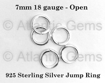 7mm 18ga - 925 Sterling Silver Open Jump Ring - 50, 100, 500 pcs