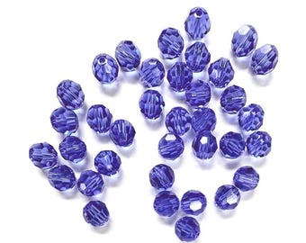 Sapphire 8mm Swarovski 5000 Round Bead  - 18pcs