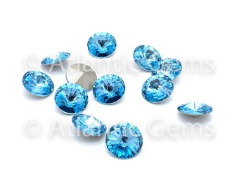 Aquamarine 12mm Swarovski 1122 Rivoli  - 12 pcs