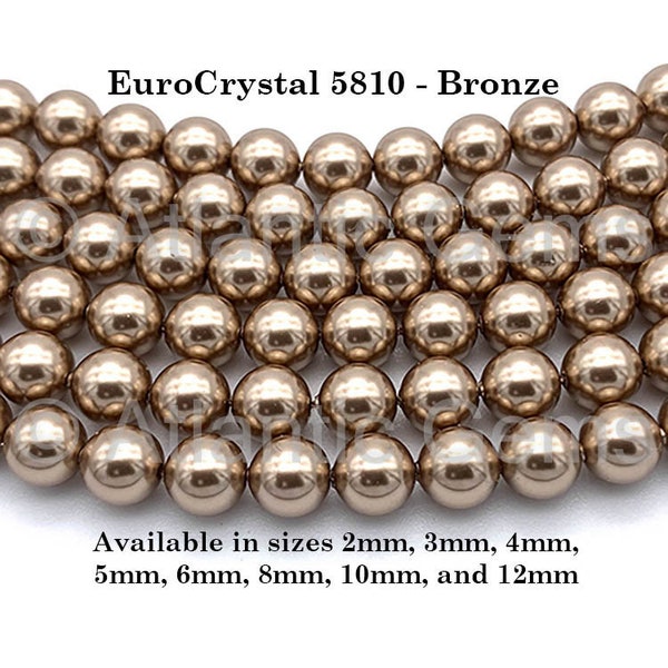 Bronze EuroCrystal 5810 Round Pearls - 2mm, 3mm, 4mm, 5mm, 6mm, 8mm, 10mm, and 12mm