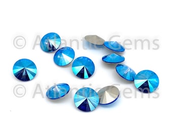 Sapphire Shimmer 12mm Swarovski 1122 Rivoli  - 12 pcs